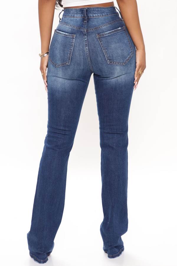 Blue Wash Fashion Nova Classic High Rise Bootcut Women Jeans USA | 653412SYT