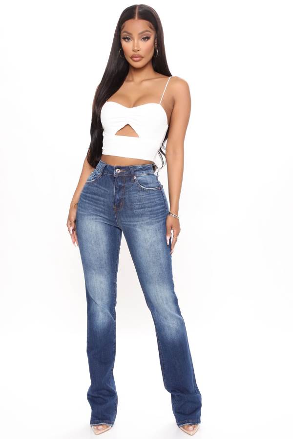 Blue Wash Fashion Nova Classic High Rise Bootcut Women Jeans USA | 653412SYT