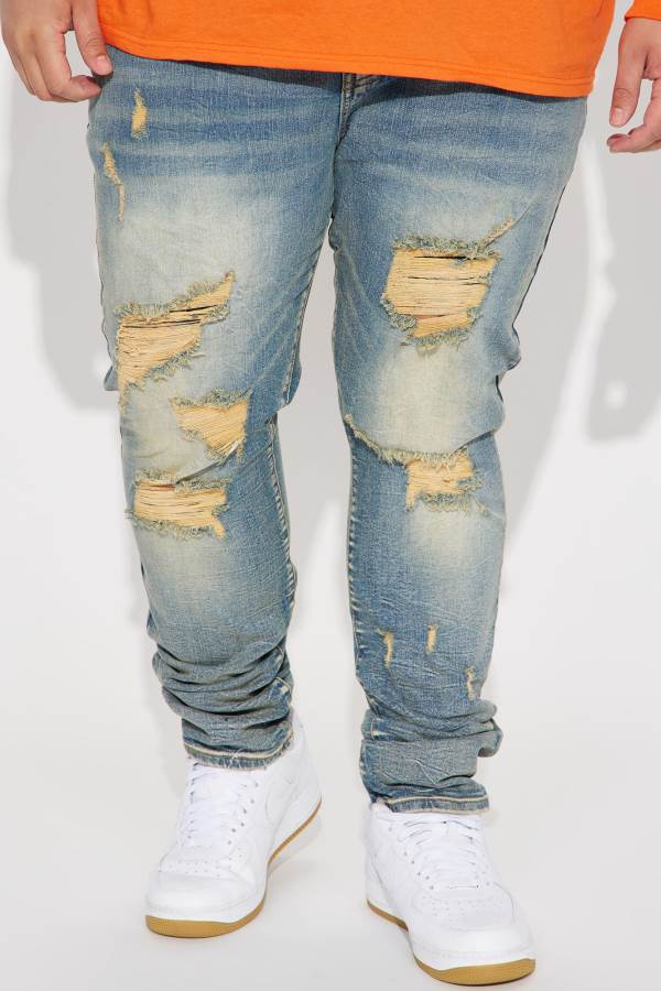 Blue Wash Fashion Nova Feeling Irresistible Stacked Skinny Men Jeans USA | 216380ARS