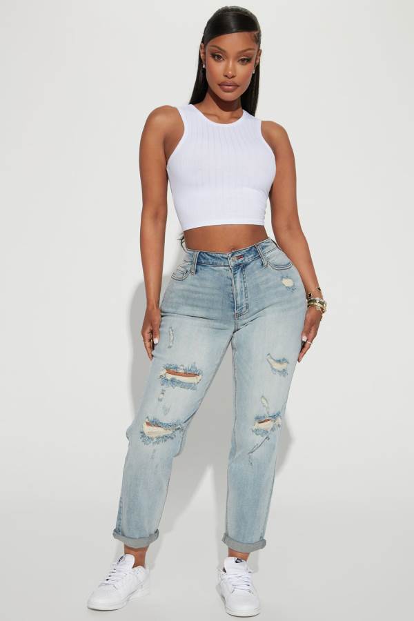 Blue Wash Fashion Nova Gerrit Boyfriend Women Jeans USA | 126095AGF