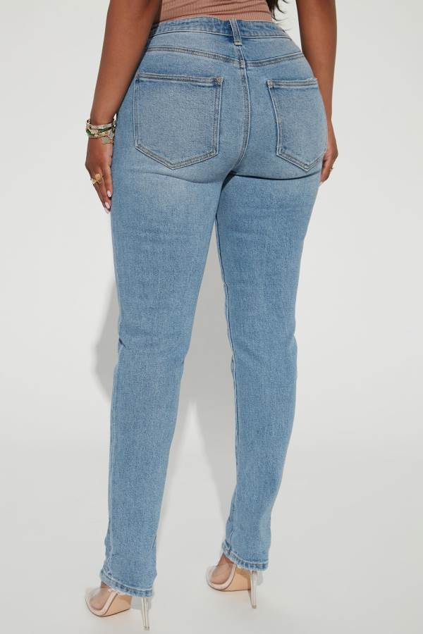 Blue Wash Fashion Nova Get Real High Rise Mom Women Jeans USA | 650314VZF