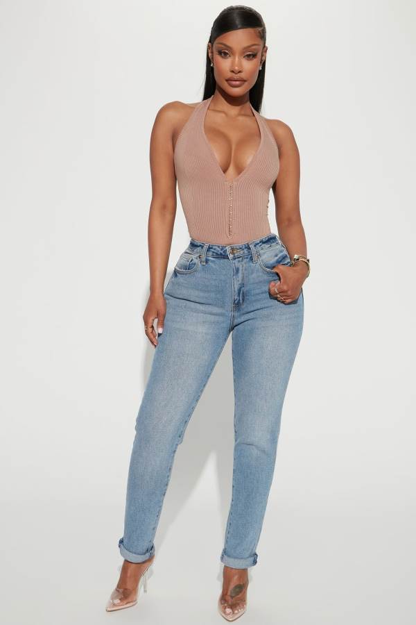 Blue Wash Fashion Nova Get Real High Rise Mom Women Jeans USA | 650314VZF