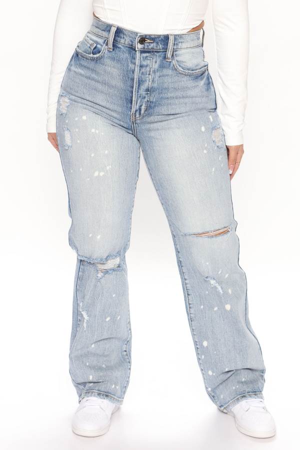 Blue Wash Fashion Nova High School Sweetheart 90's Straight Leg Dad Women Jeans USA | 947518YOR