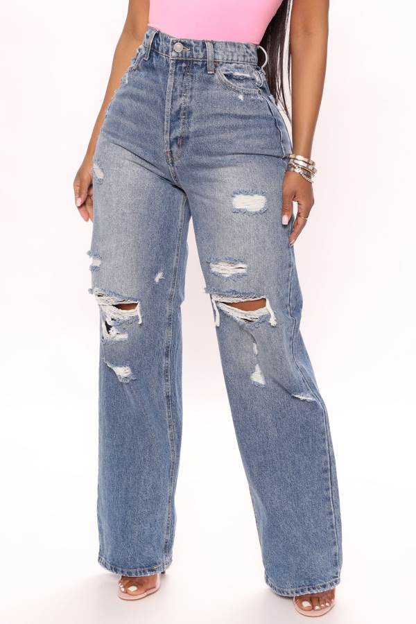 Blue Wash Fashion Nova On Trend 90's Baggy Women Jeans USA | 542981ILW