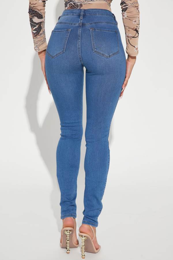 Blue Wash Fashion Nova Tall Classic Mid Rise Skinny Women Jeans USA | 071654FOT