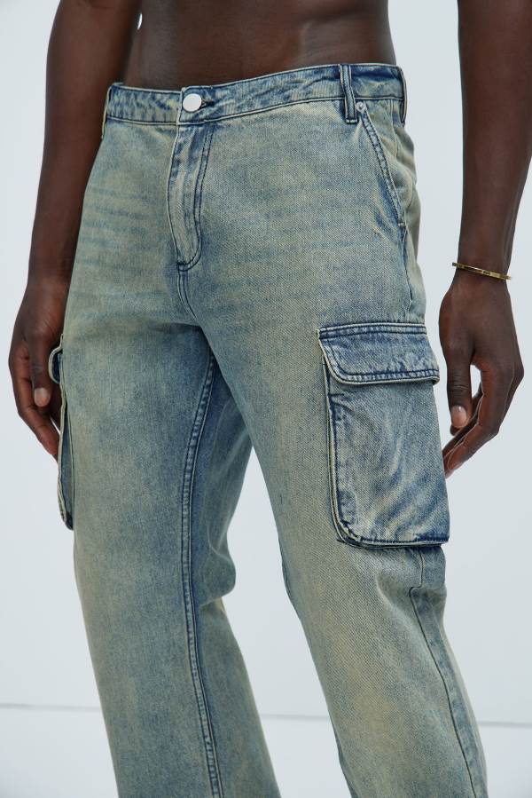 Blue Wash Fashion Nova Wells Straight Men Jeans USA | 127568QFM