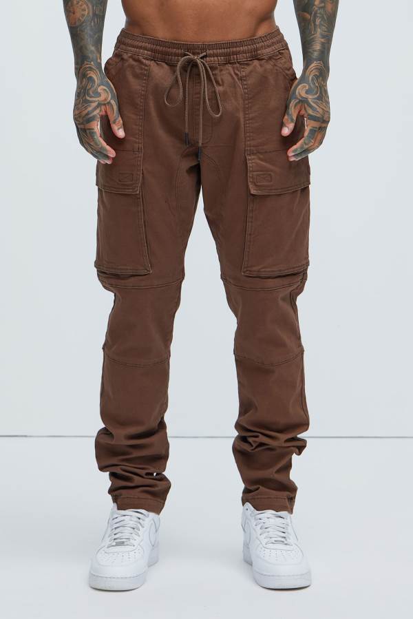 Brown Fashion Nova Allen Cargo Men Pants USA | 092753KPD