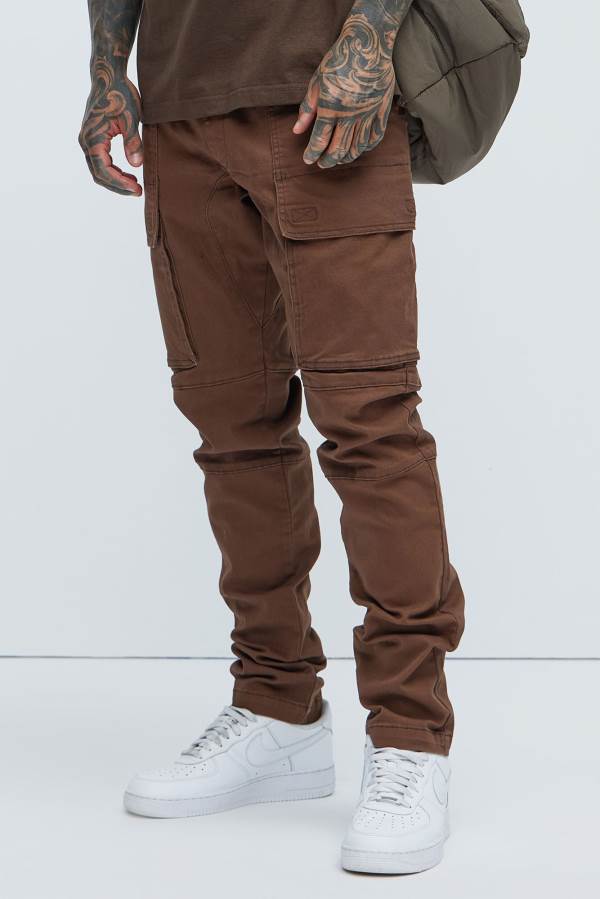 Brown Fashion Nova Allen Cargo Men Pants USA | 092753KPD