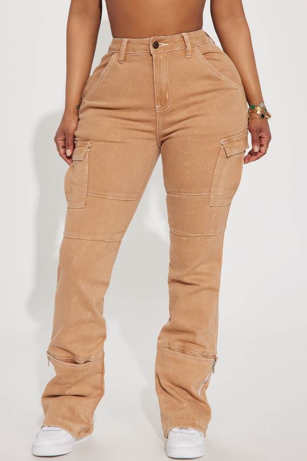 Brown Fashion Nova Alternate Universe Stretch Cargo Women Jeans USA | 376928BKV