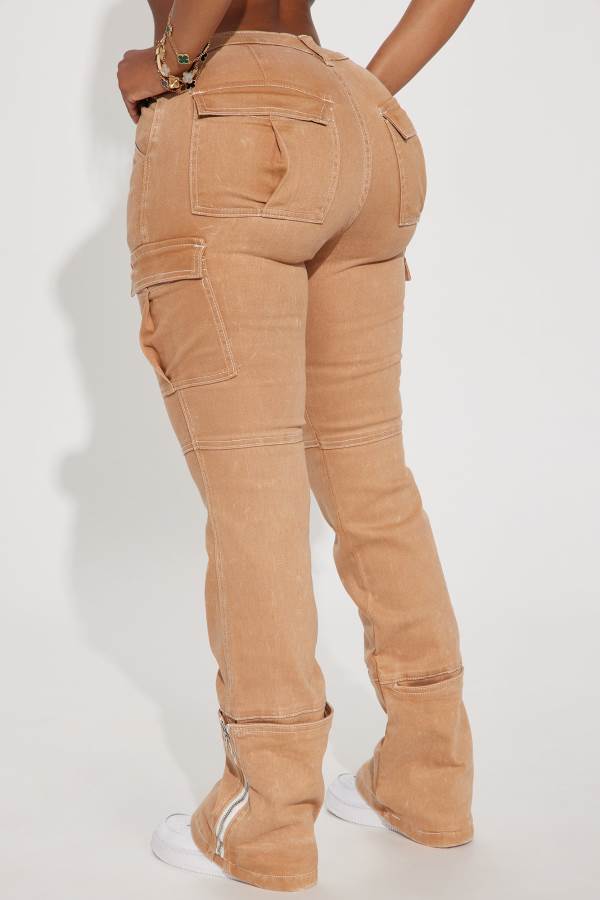 Brown Fashion Nova Alternate Universe Stretch Cargo Women Jeans USA | 376928BKV