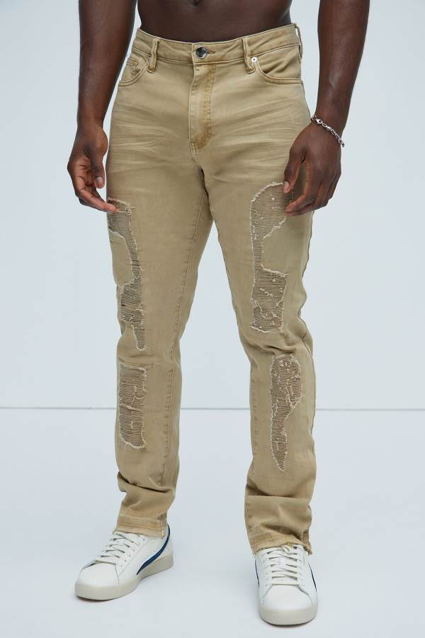 Brown Fashion Nova Colter Slim Men Pants USA | 812475BPK