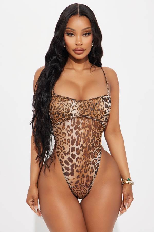 Brown Fashion Nova Dare To Touch Leopard Mesh Pant Set Women Pants USA | 163045JBI