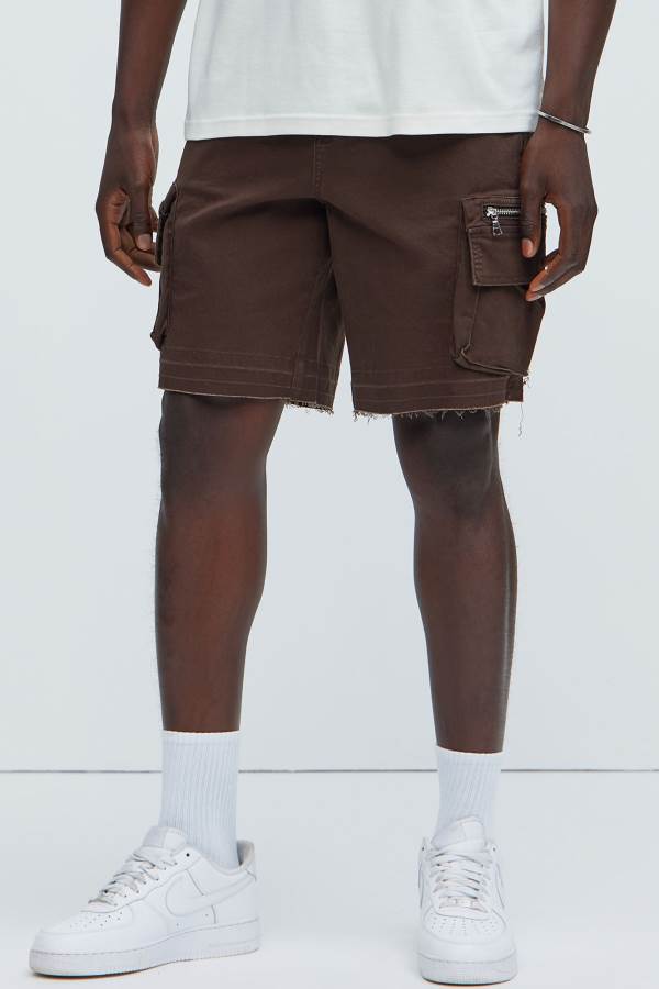 Brown Fashion Nova Deylen Cargo Relaxed Men Shorts USA | 305861SKO