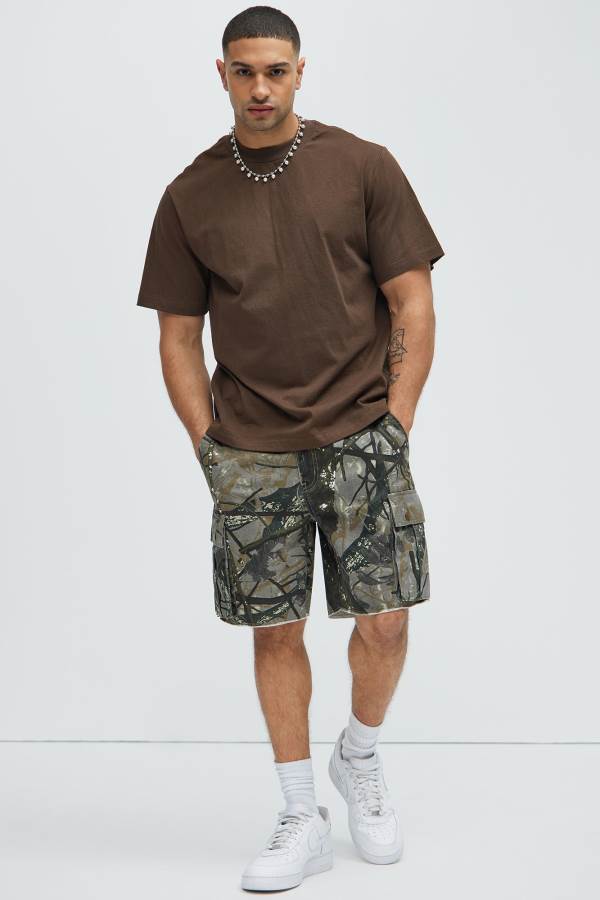 Brown Fashion Nova In The Wild Cargo Men Shorts USA | 425790OHC