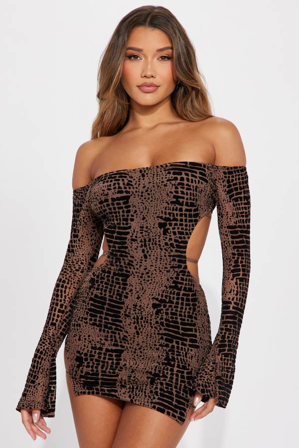 Brown Fashion Nova Samatha Micro Mini Women Dress USA | 294301ARD