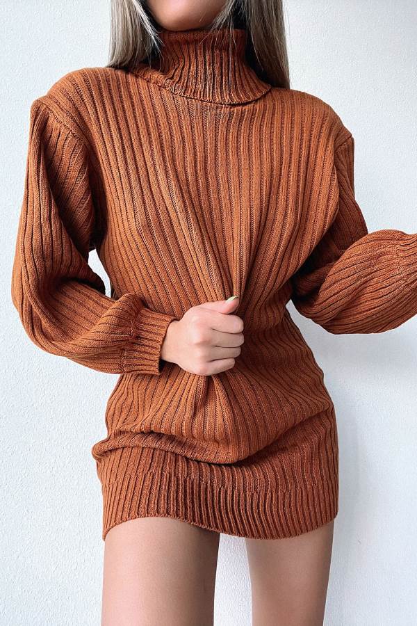 Brown Fashion Nova Too Cozy Turtle Neck Sweater Women Dress USA | 269304JET