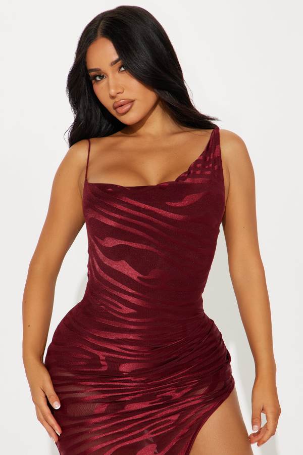 Burgundy Fashion Nova Living Wild Maxi Women Dress USA | 765123AZT