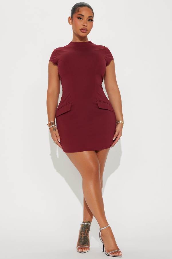 Burgundy Fashion Nova Melodie Mini Women Dress USA | 386127BFW