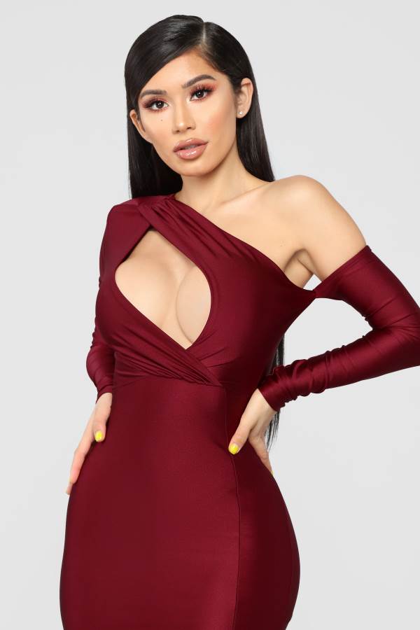 Burgundy Fashion Nova Pretty Hurts Women Dress USA | 027341AOR