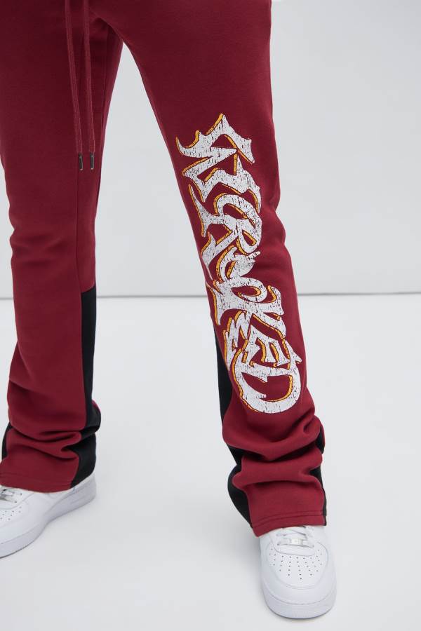 Burgundy Fashion Nova Reckless Lifestyle Flare Men Sweatpants USA | 601327EPV