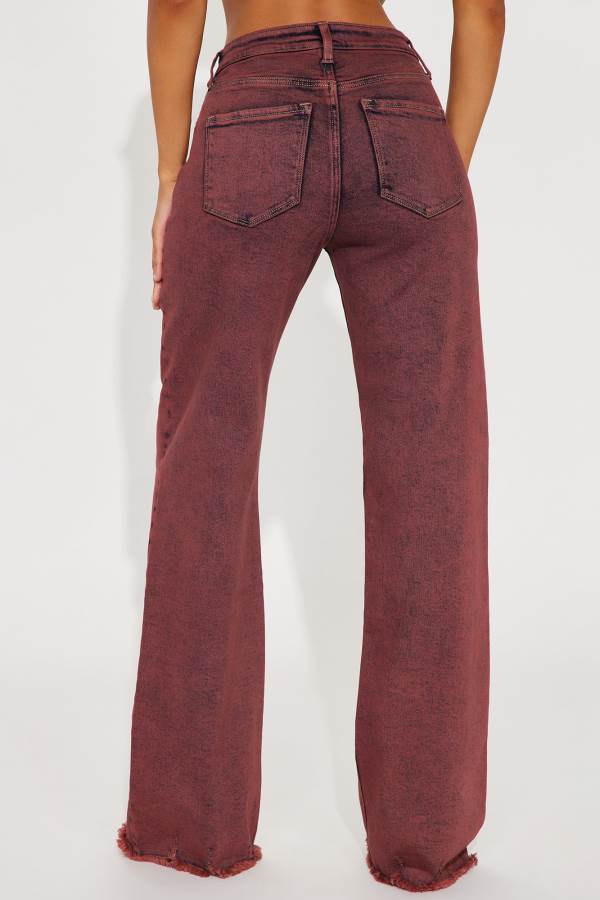 Burgundy Fashion Nova Sonoma Stretch Flare Women Jeans USA | 790815EJL