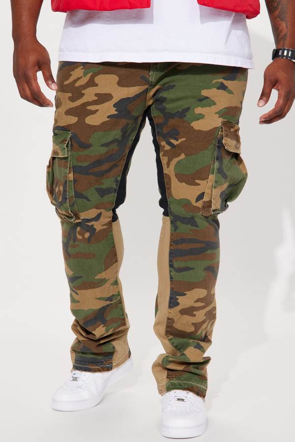 Camo Fashion Nova Commando Cargo Twill Flared Men Pants USA | 827639DEB