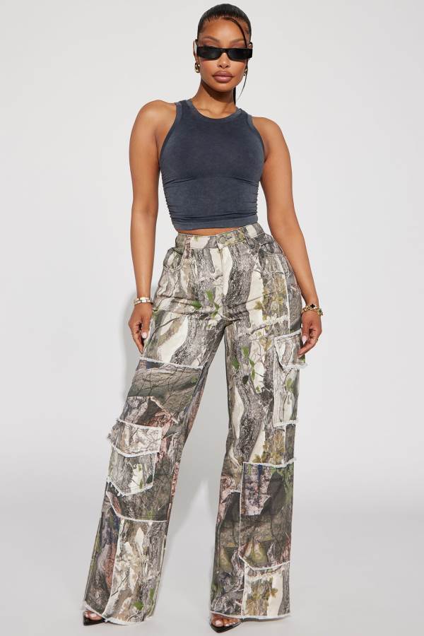 Camo Fashion Nova In My Sights Mixed Camo Baggy Women Jeans USA | 514036WAF