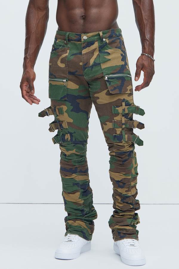 Camo Fashion Nova Pleat Me Down Stacked Skinny Flare Men Pants USA | 794832KCI