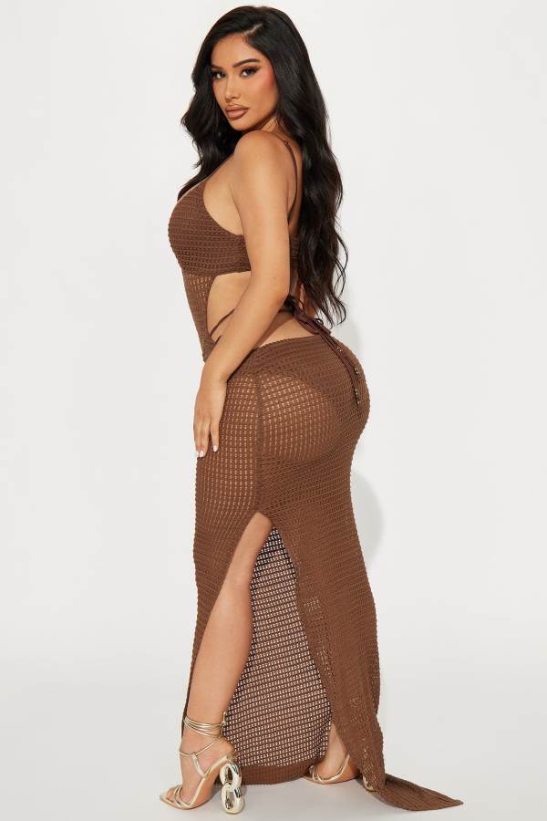 Chocolate Fashion Nova Kaelyn Crochet Maxi Women Dress USA | 014972MDW