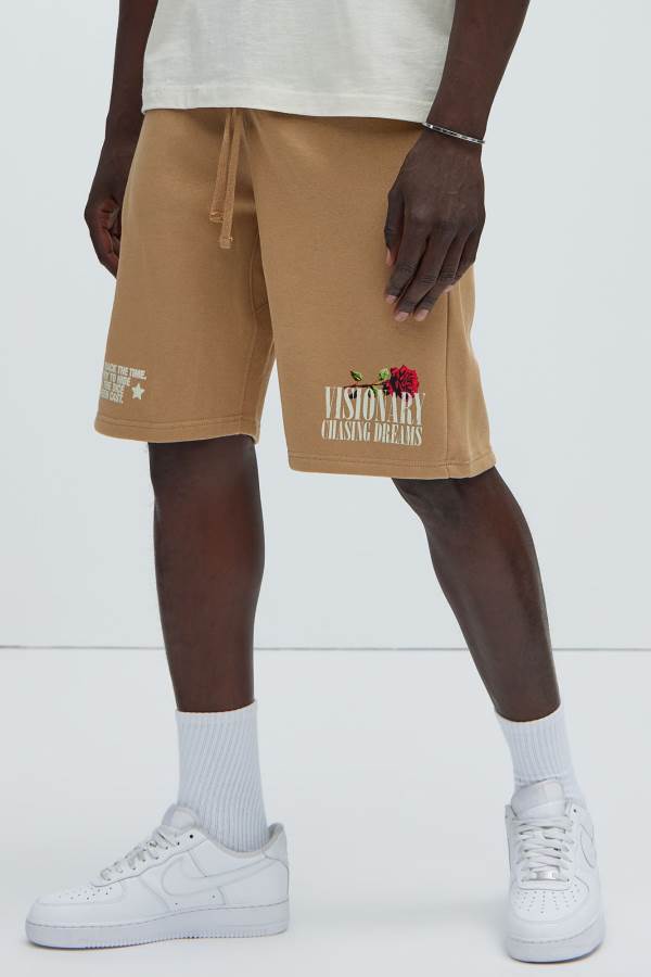 Chocolate Fashion Nova Visionary Chasing Dreams Men Sweatshorts USA | 728395UTK