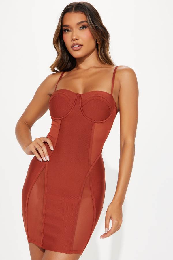 Copper Fashion Nova Celine Bandage Mini Women Dress USA | 805264DFI