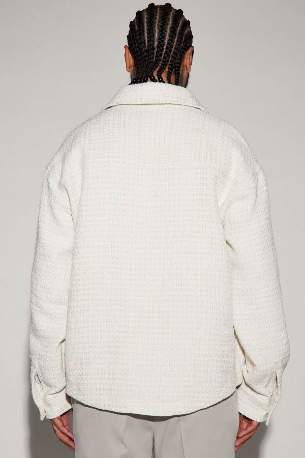 Cream Fashion Nova Alex Textured Oversized Shacket Men Jacket USA | 163489OWA