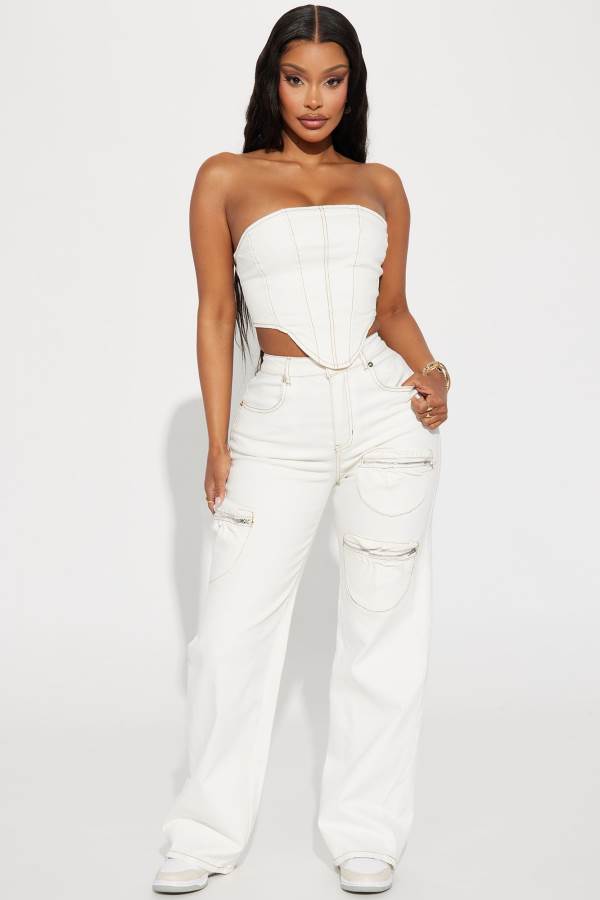 Cream Fashion Nova Favorite Vibe Pant Set Women Pants USA | 125986VFW