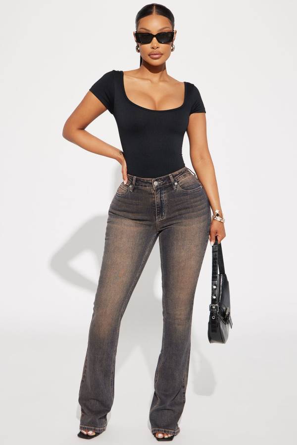 Dark Wash Fashion Nova Sahara Tinted Stretch Bootcut Women Jeans USA | 356749RPJ