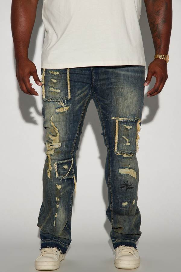 Dark Wash Fashion Nova Square It Out Stacked Skinny Flare Men Jeans USA | 217485GYM