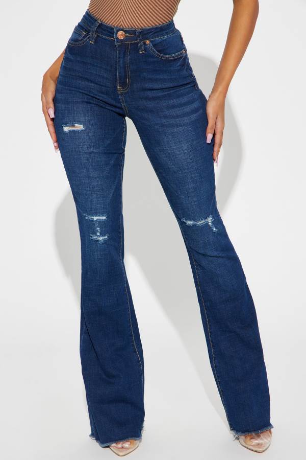 Dark Wash Fashion Nova Take It Or Leave It Stretch Flare Women Jeans USA | 925840GJD