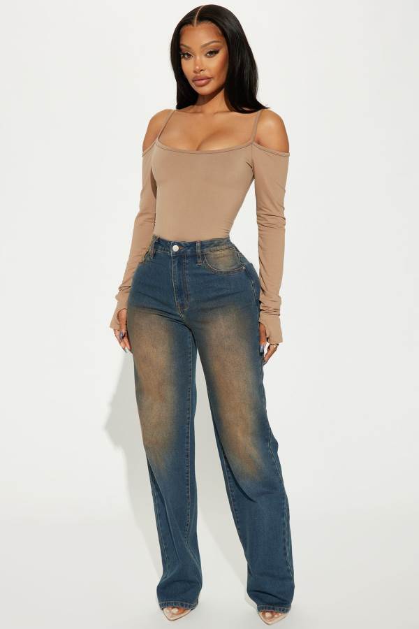 Dark Wash Fashion Nova Thick Of It Tinted Straight Leg Women Jeans USA | 728641WIP