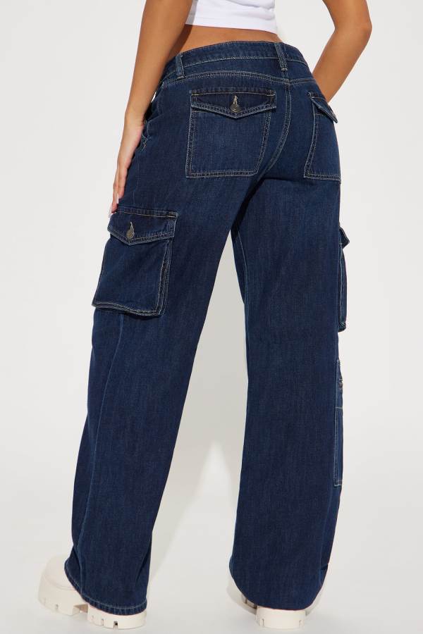 Dark Wash Fashion Nova Without Fail Cargo Women Jeans USA | 675092QFZ