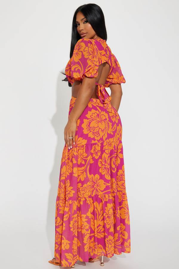 Fuchsia Fashion Nova Good Karma Maxi Women Dress USA | 467095MAV