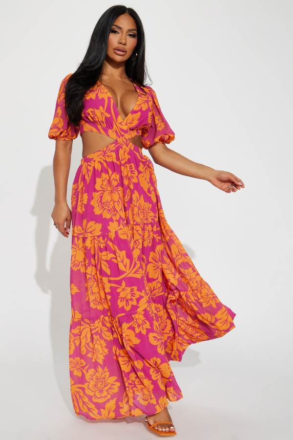 Fuchsia Fashion Nova Good Karma Maxi Women Dress USA | 467095MAV