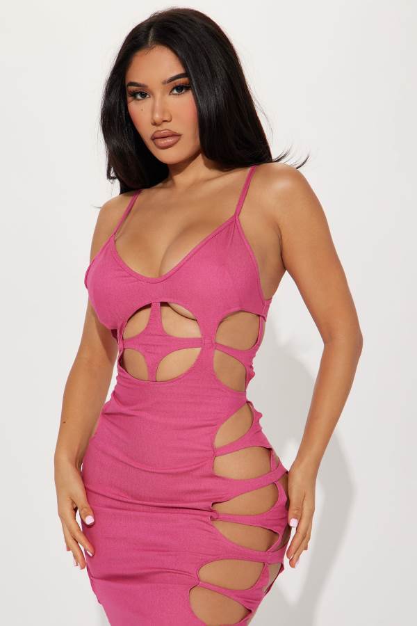 Fuchsia Fashion Nova Headliner Midi Women Dress USA | 265784JHT