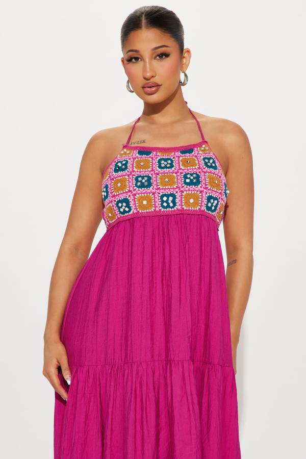 Fuchsia Fashion Nova Off To Cabo Maxi Women Dress USA | 813750PZF