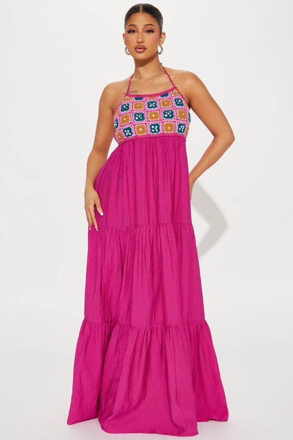 Fuchsia Fashion Nova Off To Cabo Maxi Women Dress USA | 813750PZF