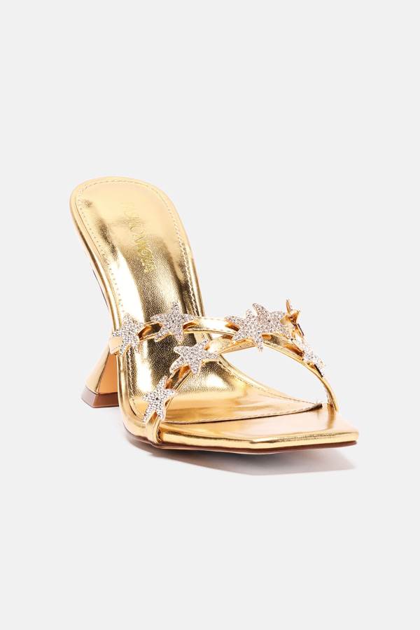 Gold Fashion Nova Above The Stars Heeled Women Sandals USA | 867152LAB