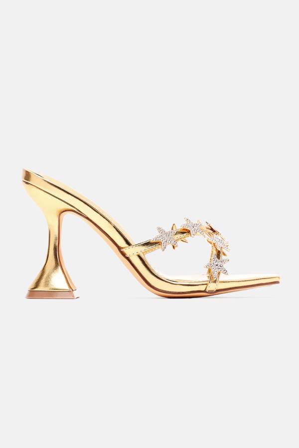 Gold Fashion Nova Above The Stars Heeled Women Sandals USA | 867152LAB