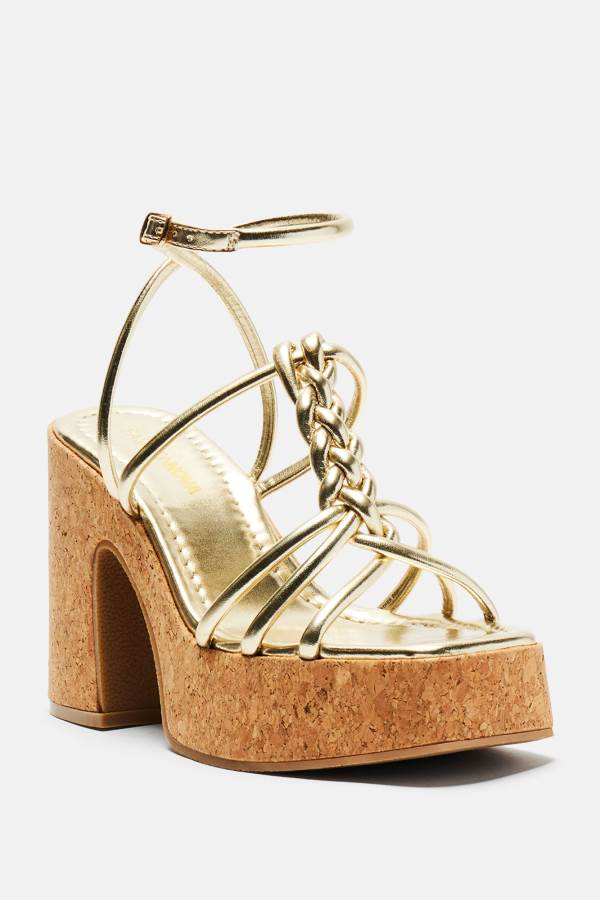 Gold Fashion Nova Never Let Me Go Heeled Women Sandals USA | 578314KRP