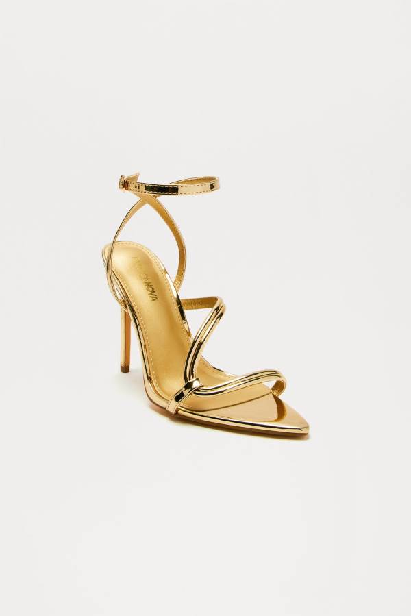 Gold Fashion Nova Play To Win Heeled Women Sandals USA | 814736EIO