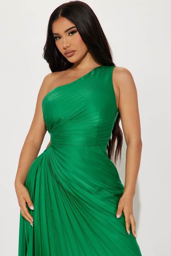 Green Fashion Nova Athena One Shoulder Maxi Women Dress USA | 854327NKL