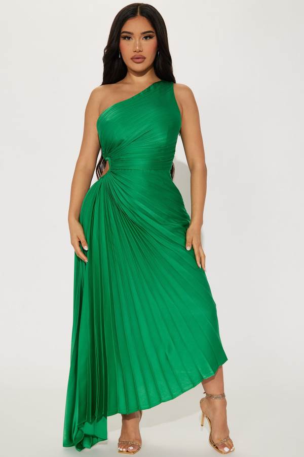 Green Fashion Nova Athena One Shoulder Maxi Women Dress USA | 854327NKL