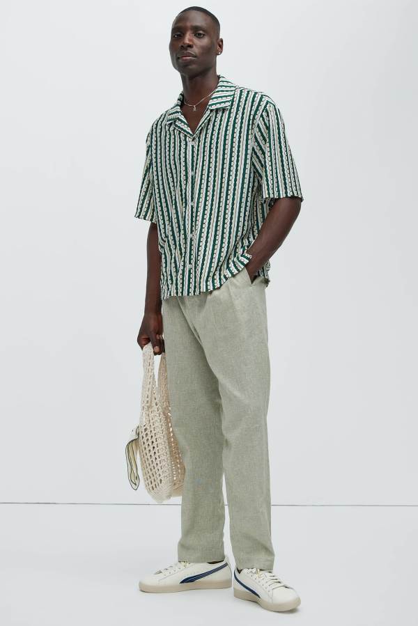 Green Fashion Nova Bahamas Pleated Linen Men Pants USA | 617325UKM